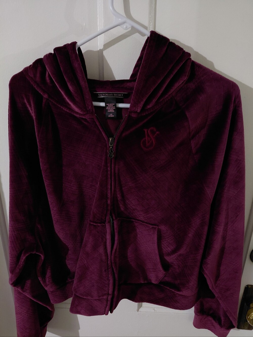 Victoria's Secret Plum Velour Zip Hoodie L/G 170/104A VERY CONDITION
